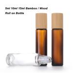5ml 10ml 15ml Bamboo Wooden Glass Roller Ball Deodorant Bottle for Essential Oil
