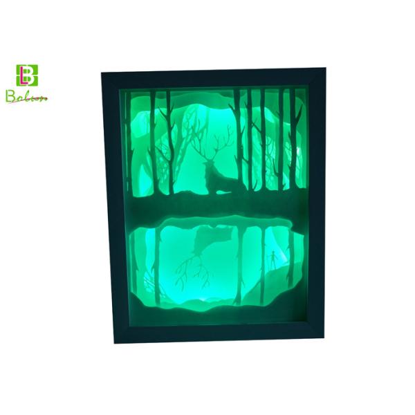 Drawing Backlit Paper Cut Box LED system Polystyrene Deep Woods Deer