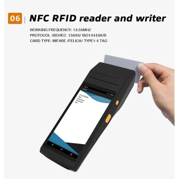5.5 Inch Android 6.0 GPS PDA NFC Reader 1D/2D Barcode Scanner 58mm Printer Fingerprint Terminal
