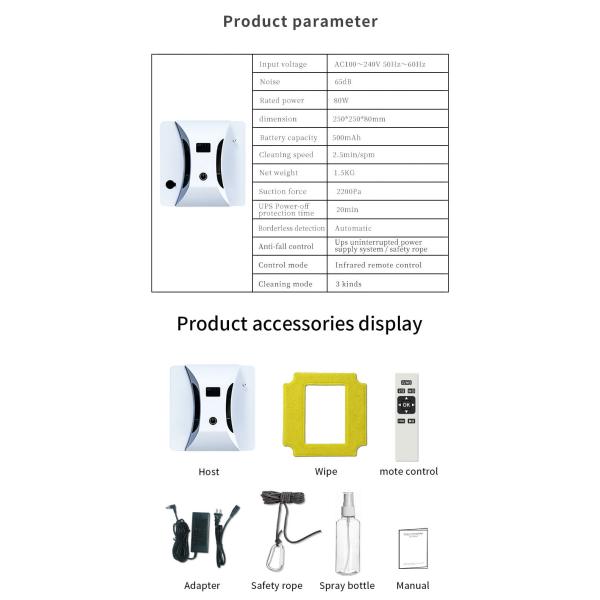 80Watt Automatic Window Cleaner Robot 2.5mins/M2 Mini Slim Robot Vacuum
