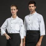 White Color Poly cotton Hotel/Restaurant Chef Uniform Twill Fabric Coat/Chef
