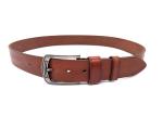 Tan Color Embossed Leather Belt Prong Buckle Adjustable 4.0mm Thick