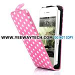 Dots Pattern Magnet Flip Leather Hard Case For iPhone 4S - Pink