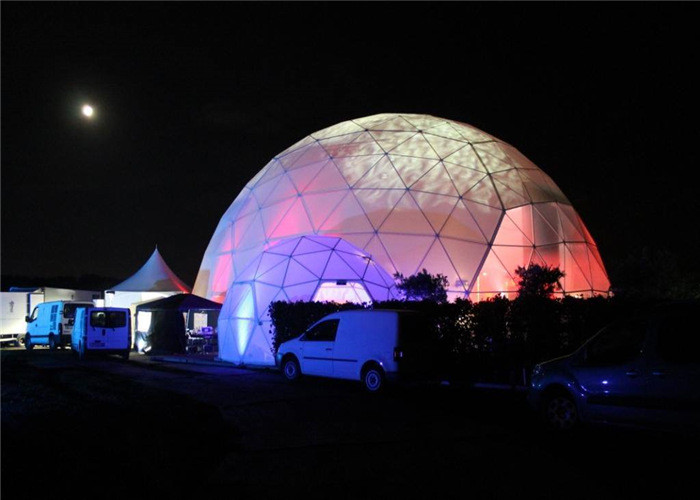 Outdoor Geodesic Dome Tent Wind Resistant Sphere Tents With White Fabric