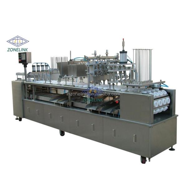 Automatic Linear Litchi Plastic Cup Filling Sealing Machine for Water Juice Ice