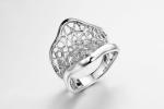 Reticular Female Cubic Zirconia Wedding Bands 9.84g Sterling Silver Cz