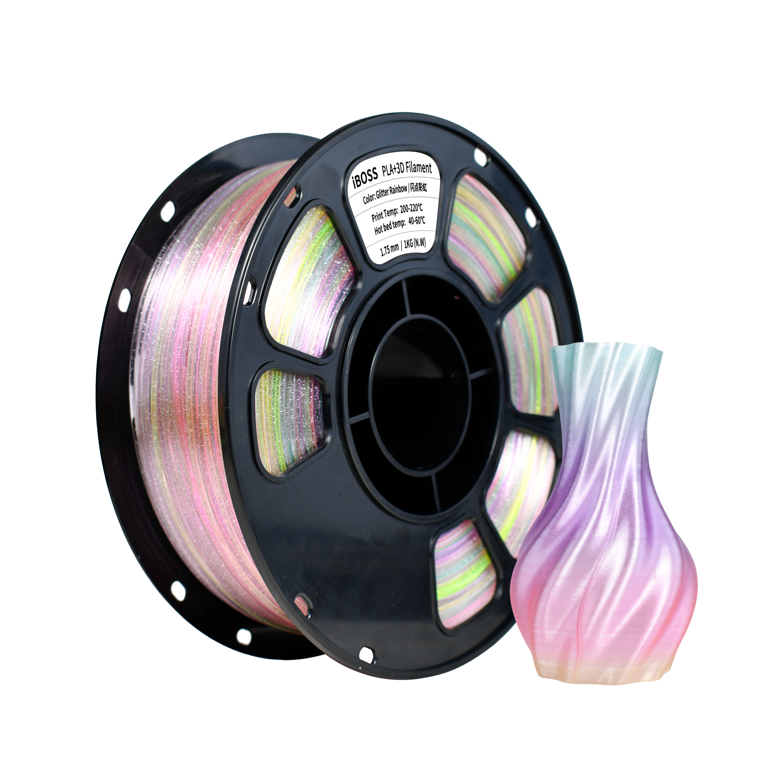 Iboss High Strength PLA+ Filament Glitter Rainow 3D Printing Filament ROHS Compliant