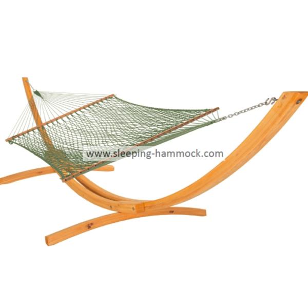 Patio Outside Light Green Rope Hammock Weaving By Wide Spreader Bars 60 Inches