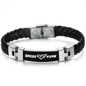 Wholesale Tagor Stainless Steel Jewelry Super Fashion Silicone Leather Bracelet Bangle TYSR118 from china suppliers