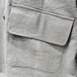 Womens Linen Cotton Green Two Pieces Comfy Long Sleeve Button Tops With Pocket