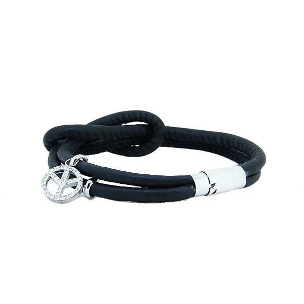 Europ American Fashion Trendy Stainless Steel Geniune PU Leather Bracelet Bangle