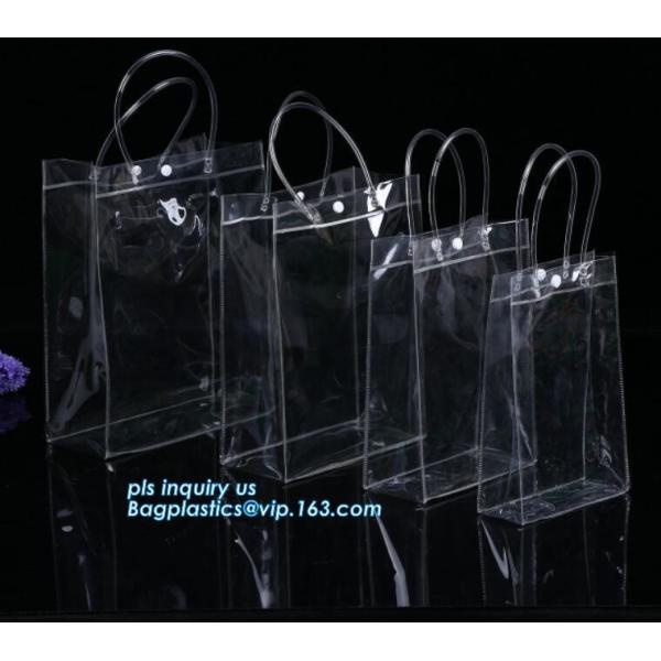 Pvc handle bag for shopping, cosmetic packaging handle zipper top pouch printed transparent pvc bag, Stadium Top Handle