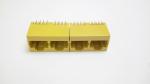 Yellow 2 Port RJ45 Female Jack 180 Degree 8 Pin Without Transformer LED