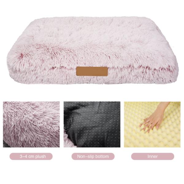 Plush Memory Foam Warm Dog Plush Pet Bed Cushion Pink Grey