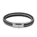 High Quality Leather and Stainless Steel Wire Braided wrap bangle Bracelet with