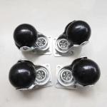 50mm Long Stem Black PP Swivel Ball Furniture Casters With Side Brake