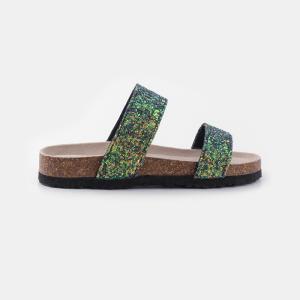 Wholesale Green Shiny Slip Resistant Eva Slide Sandal With Double Strap from china suppliers
