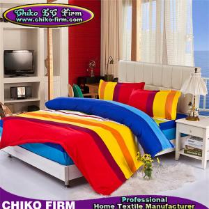 China 100% Microfiber Material Rainbow Colorful Stripes New Design Fitted Sheet Sets on sale