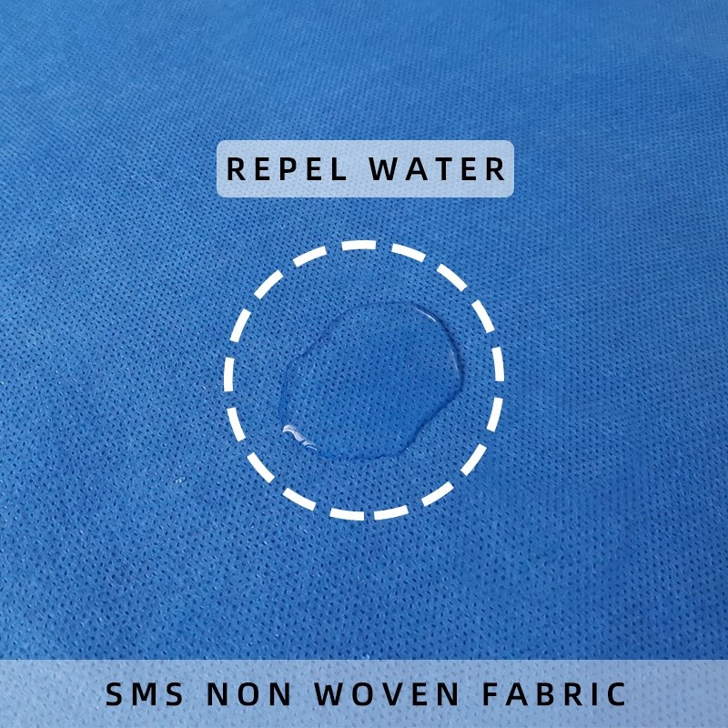Blood Repellent Sms Material For Gowns Polypropylene SMS Non Woven Fabric Waterproof Biodegradable SMS Tela
