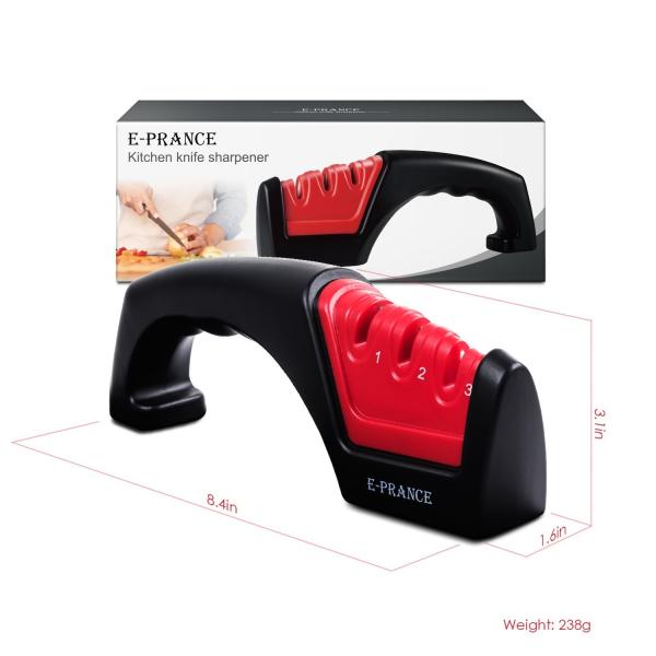 Convenient Red 3 Stage Knife Sharpener For Kitchen Knife Sharpening System