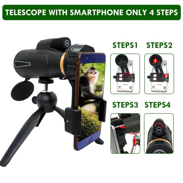 Concert Sports Game Traveling Telephoto Zoom Monocular With Phone Adapter