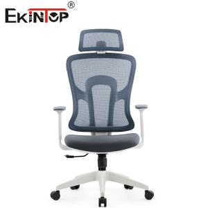 China Gray Modern Swivel Ergonomic Mesh Desk Chair With Headrest on sale