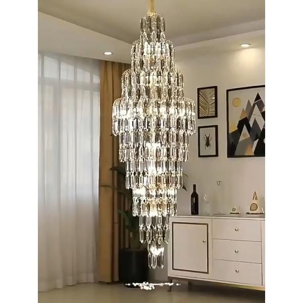 Custom Ceiling Lighting Pendant Lamp for Hotel Villa Staircase Home Decor Nordic Modern K9 Crystal Chandelier