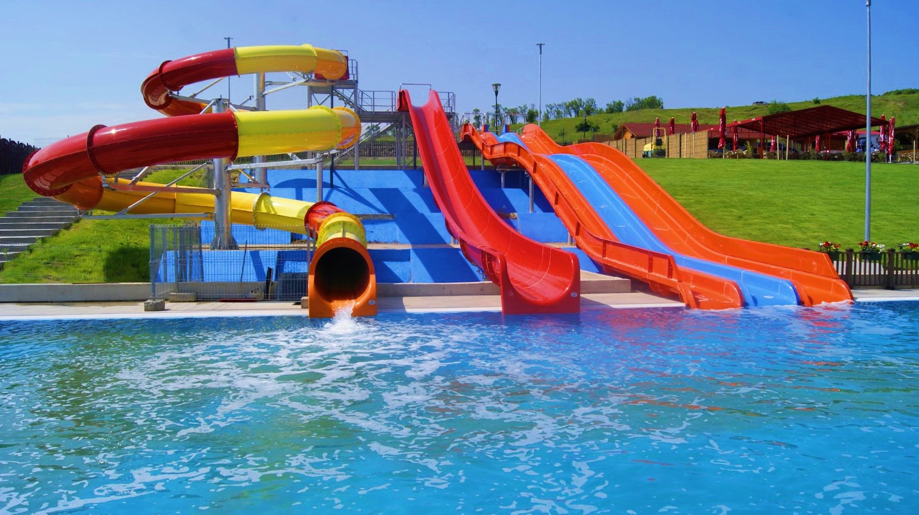 Aquatic Games Playground Outdoor Backyard Small Fiberglass Water Slide Pool For Adults