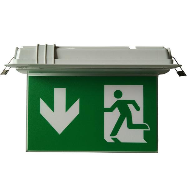 Easy To Install 3 Hours Led Ceiling Recessed Emergency Exit Signs With Scissors Trepanning Mould