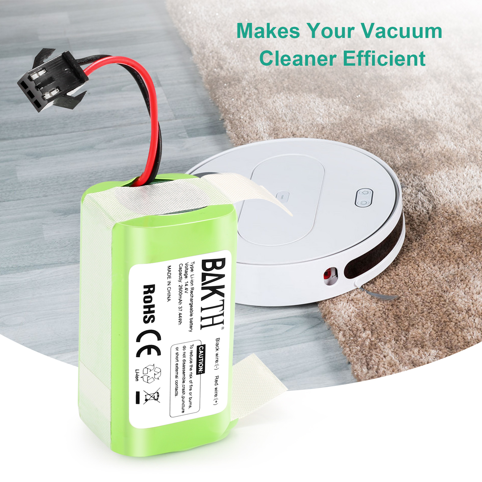 14.4V 2600mAh Lithium Ion Replacement Batteries Compatible for Robot Vacuum Cleaners