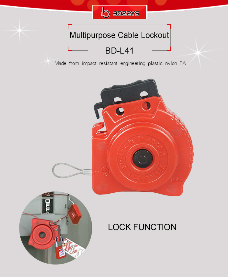 Nylon PA Material Adjustable Cable Lockout Customized Color For Industrial Safety