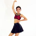 Sleeveless Jazz Tap Costumes Sequin Crop Top Sun Floral Brief Under Skirt