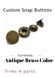 Wholesale 22L Antique Brass Brushed Metal Snap Buttons Custom Press 4 Part Button from china suppliers