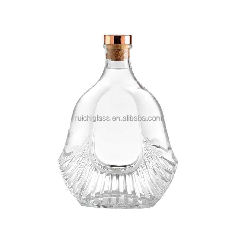 Super Flint Glass 300mL 350mL 750mL Custom Brandy Liquor Bottle with Cap Sleek Design