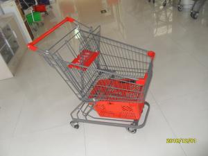 Wholesale 80L Supermarket Shopping Trolley With Grey Powder Coating And Shopping Basket from china suppliers