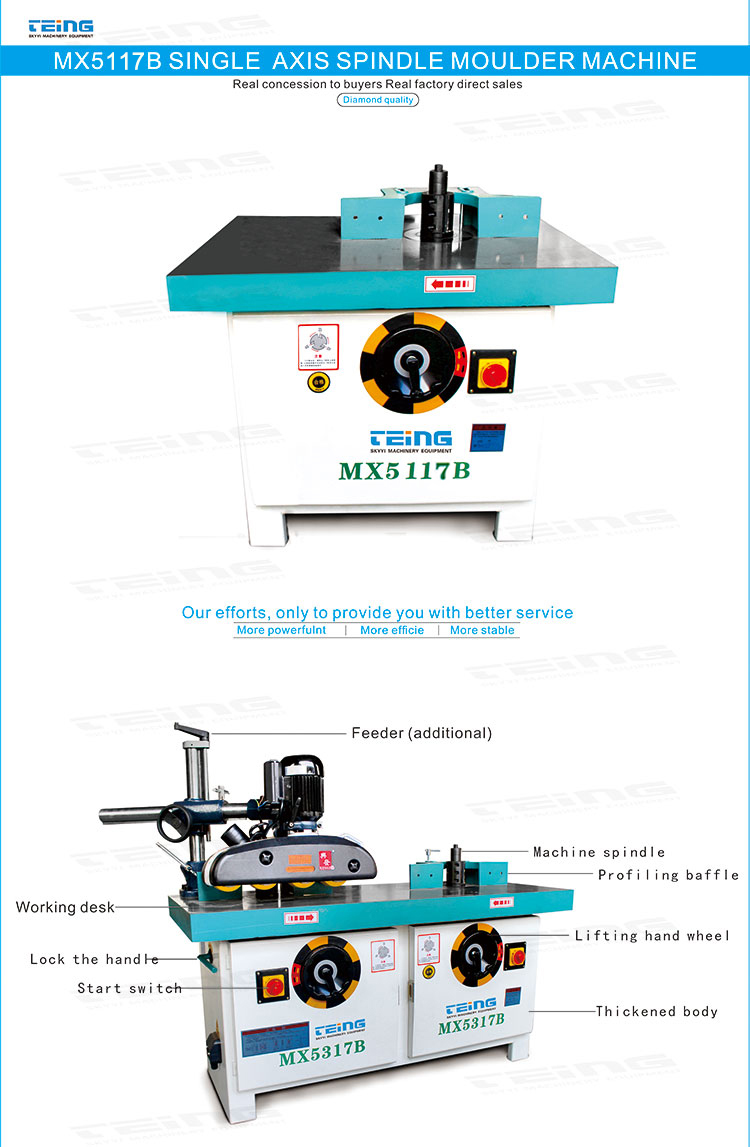 Woodworking Tilt Spindle Moulder MX5117B with Speed Spindle at 6000/8000/10000 r/min
