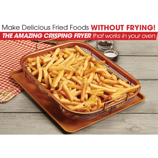 FDA Small Kitchen Tools Stainless Steel Copper Crisper Tray 32.5 * 24.5 * 2cm