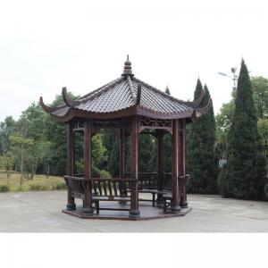 Wholesale Outdoor Anticorrosive Solid Wood Pavilion Shed With Seat Leisure Chair from china suppliers