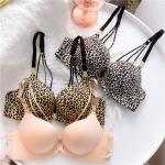 Lace Front Closure Push Up Bra Solid Sexy Leopard Bra Seamless Knitted