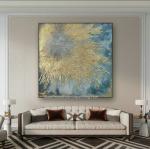 Handmade Gold Abstract Art Canvas Paintings For Christmas Wall Decorations 80 cm