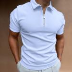 Customized Labels Men's Polo Shirt Breathable Polyester Spandex Zipper Short