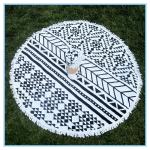 cotton large round beach towels novelty towels with tassel fringe