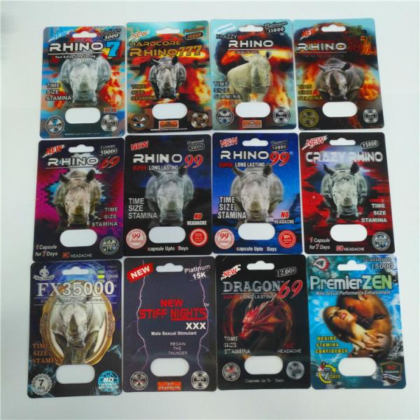 Plastic Card Blister Paper Box Packaging Rhino Male Enhancement Capsule Pills Container