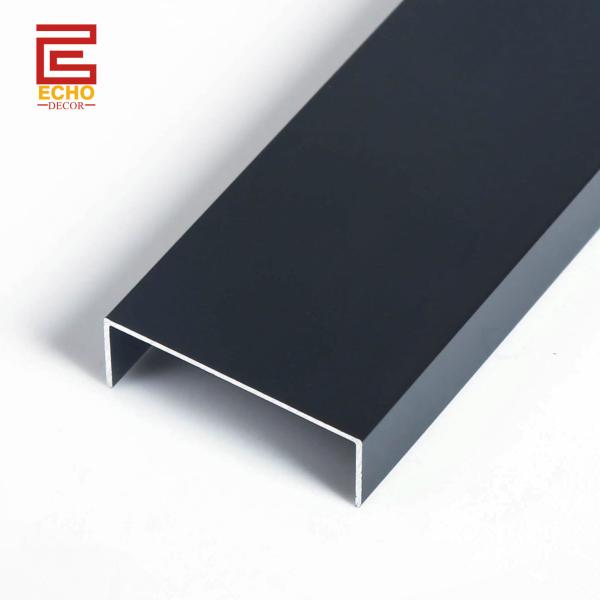 Flexible U Shaped Metal Tile Edge Finishing Strip Black Ceiling Tile Edge Trim