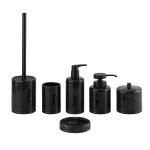 Black polyresin luxury bathroom accessories set round marble print pattern