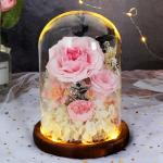 Eternal Preserved Flower Centerpiece Wedding Decor Element Rose Glass Dome