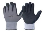 Nylon Liner Coated Breathable Nitrile Gloves 13 Gauge Black Sandy For Logistics