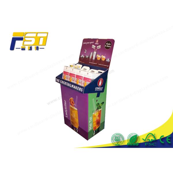 Removable Header Cardboard Dump Bins Recycling Customized For Drinks Retails