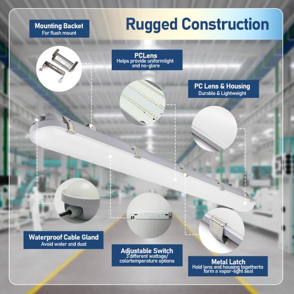 IP65 Vapor Tight LED Lights 3250lm-5850lm LED Weatherproof Light