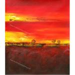 100% Handmade Abstract Textured Red Yellow Oil Painting on Canvas Modern Nordic